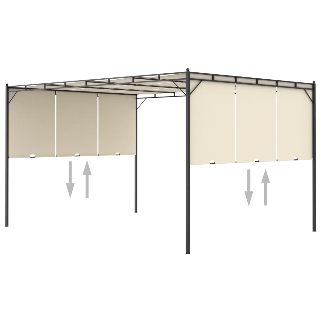 Gazebo de jardim com cortina lateral 4x3x2,25m cor creme