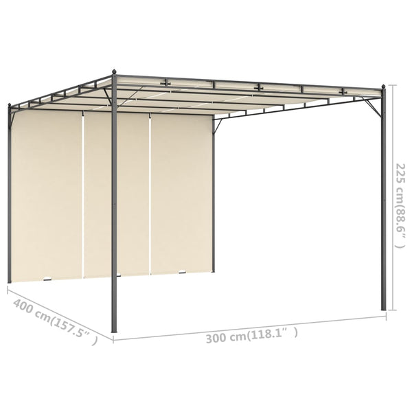 Gazebo de jardim com cortina lateral 4x3x2,25m cor creme