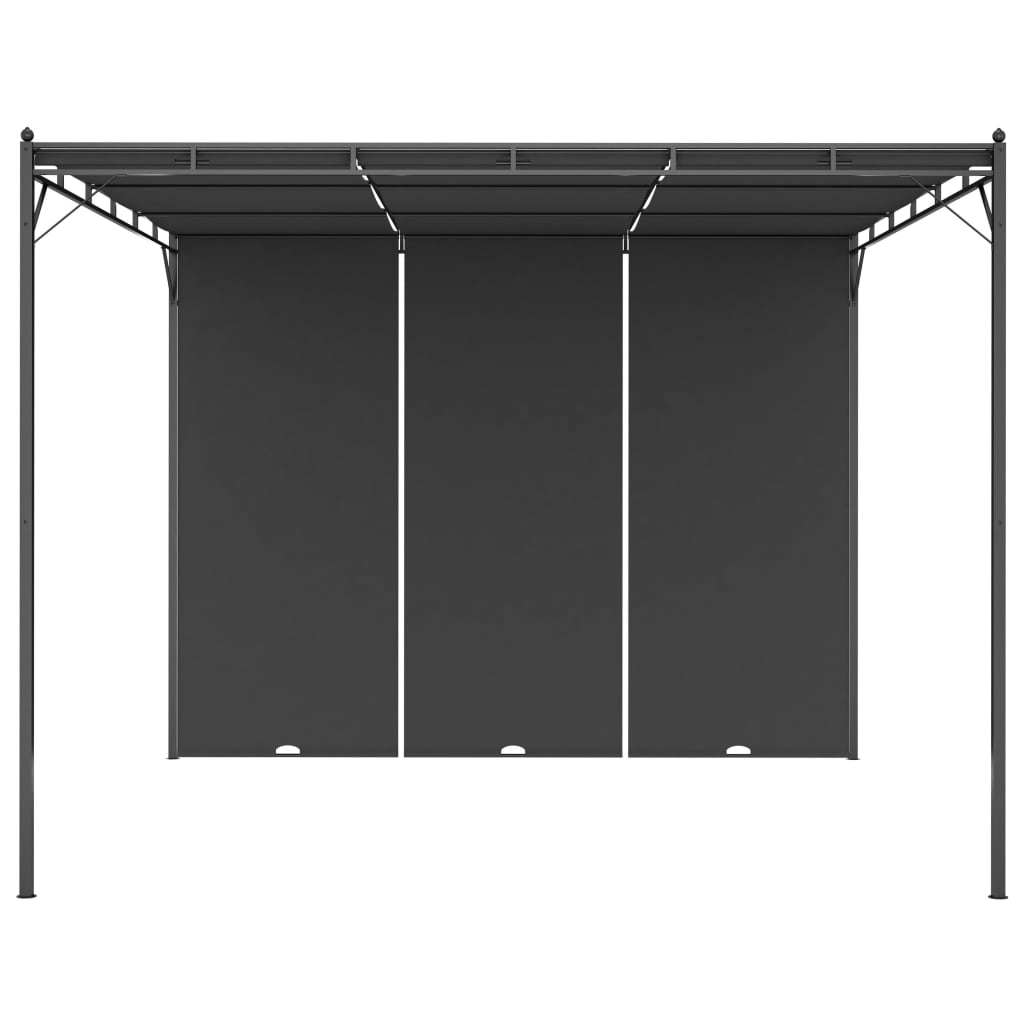 Gazebo de jardim com cortina lateral 3x3x2,25m antracite