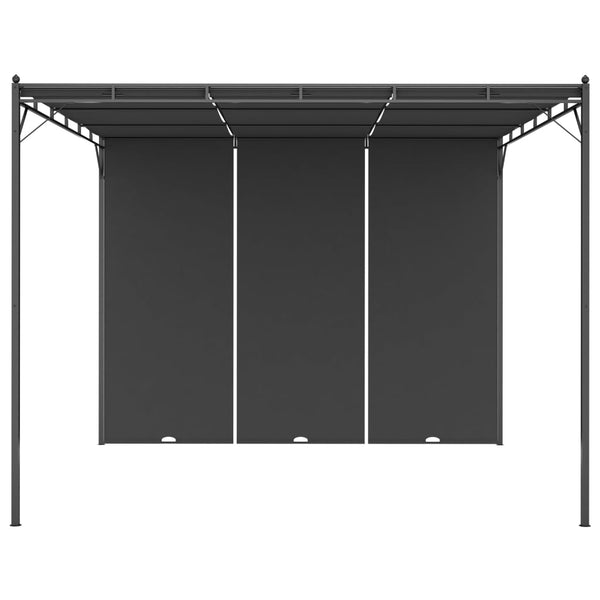 Gazebo de jardim com cortina lateral 3x3x2,25m antracite