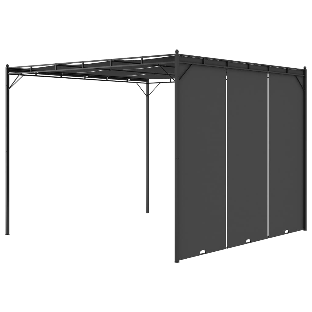 Gazebo de jardim com cortina lateral 3x3x2,25m antracite