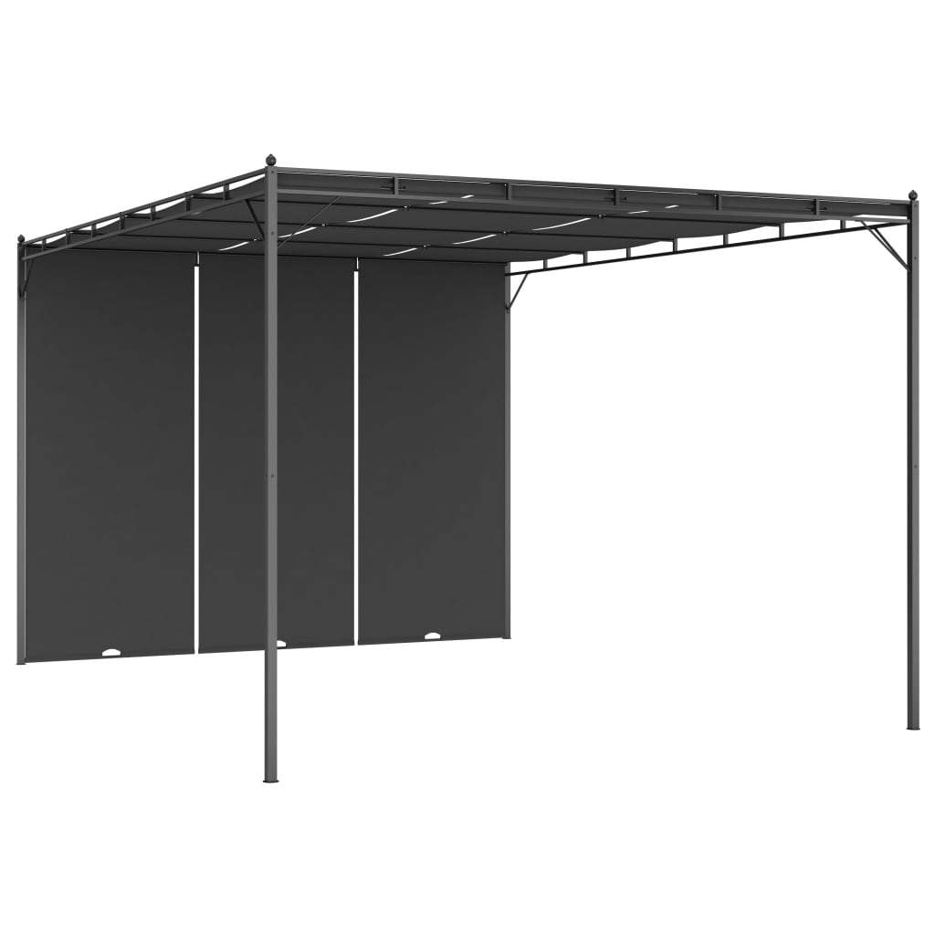 Gazebo de jardim com cortina lateral 4x3x2,25m antracite