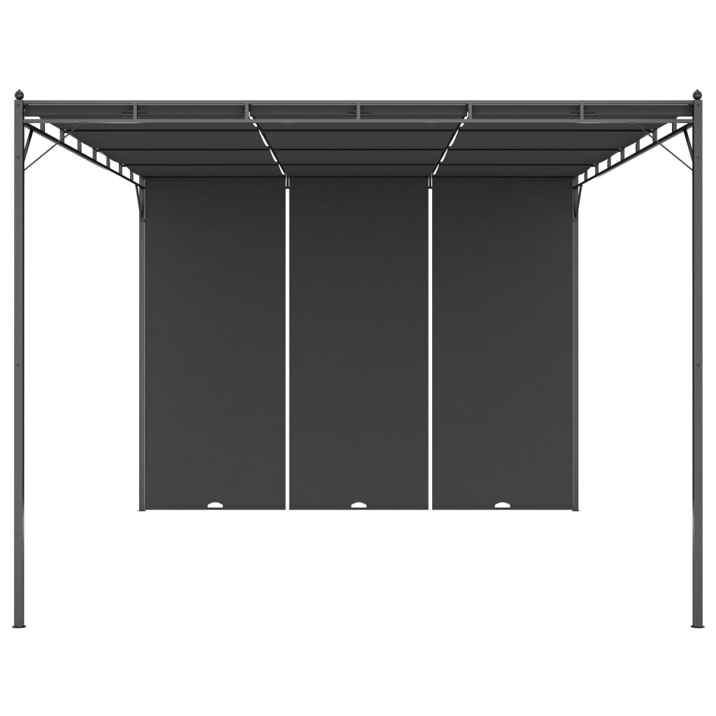 Gazebo de jardim com cortina lateral 4x3x2,25m antracite