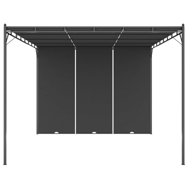 Gazebo de jardim com cortina lateral 4x3x2,25m antracite