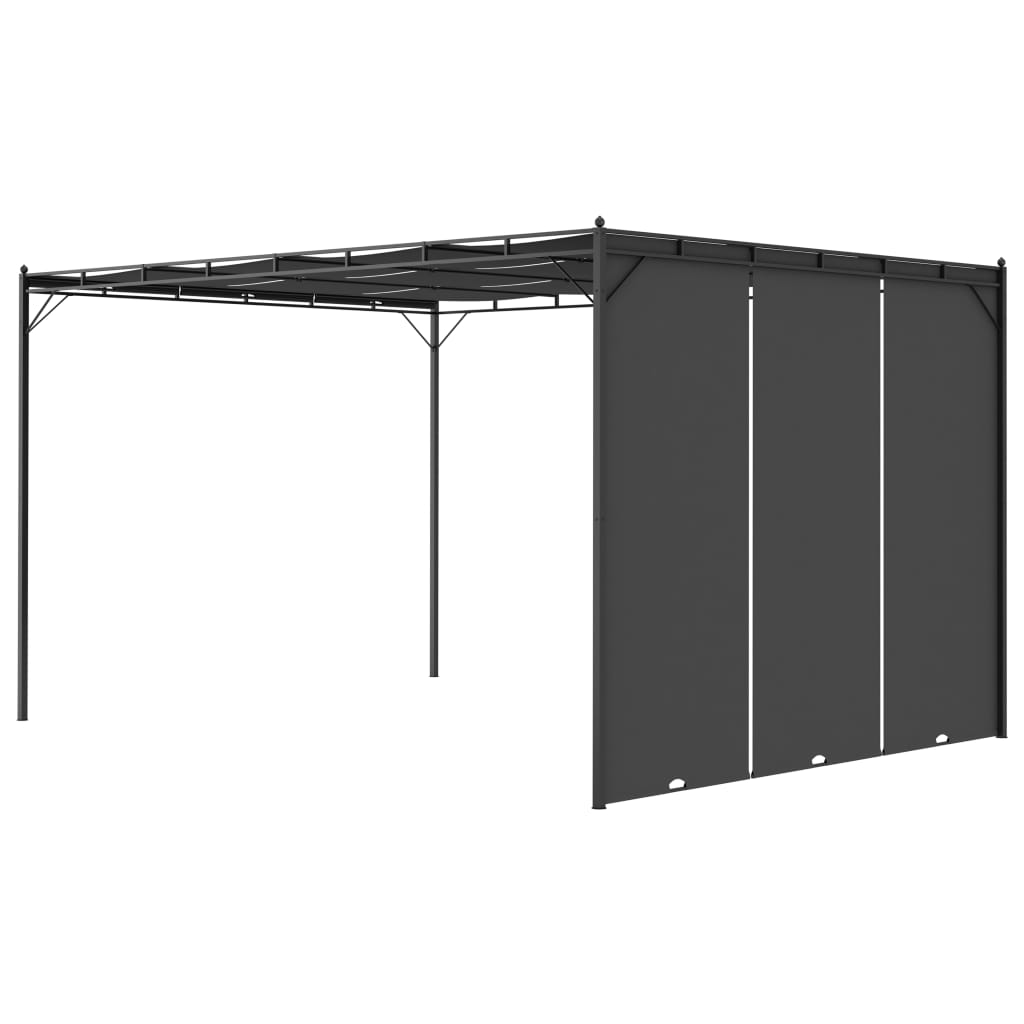 Gazebo de jardim com cortina lateral 4x3x2,25m antracite