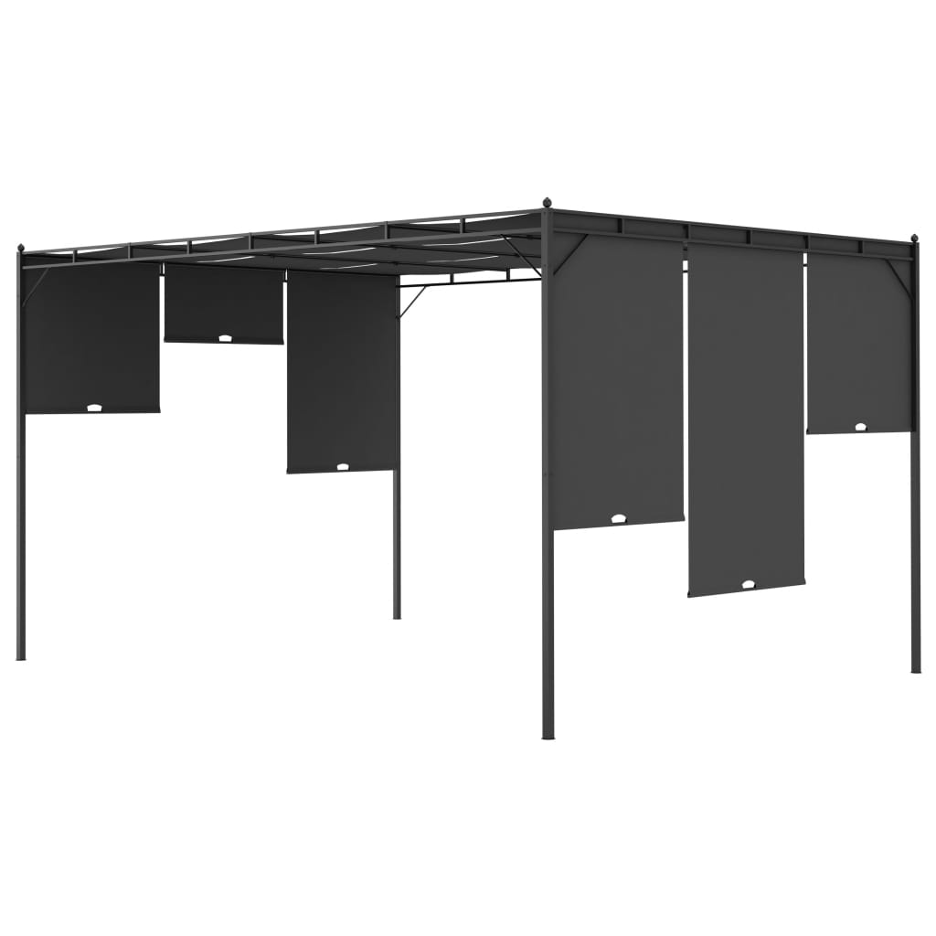 Gazebo de jardim com cortina lateral 4x3x2,25m antracite