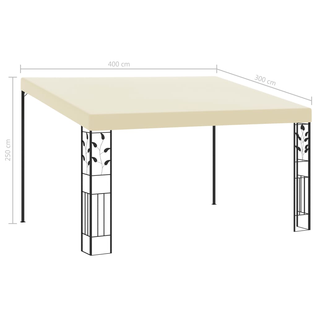 Gazebo de parede 4x3x2,5 m creme