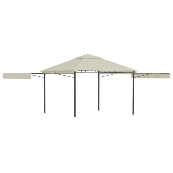 Gazebo com toldos duplos extensíveis 3x3x2,75 m 180 g/m² creme