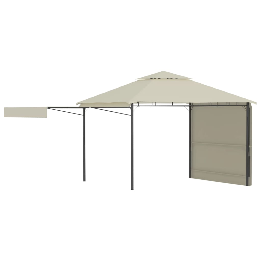 Gazebo com toldos duplos extensíveis 3x3x2,75 m 180 g/m² creme