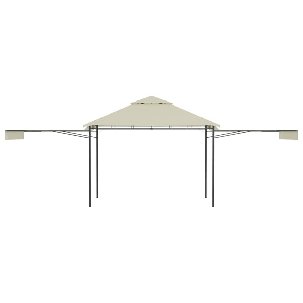 Gazebo com toldos duplos extensíveis 3x3x2,75 m 180 g/m² creme