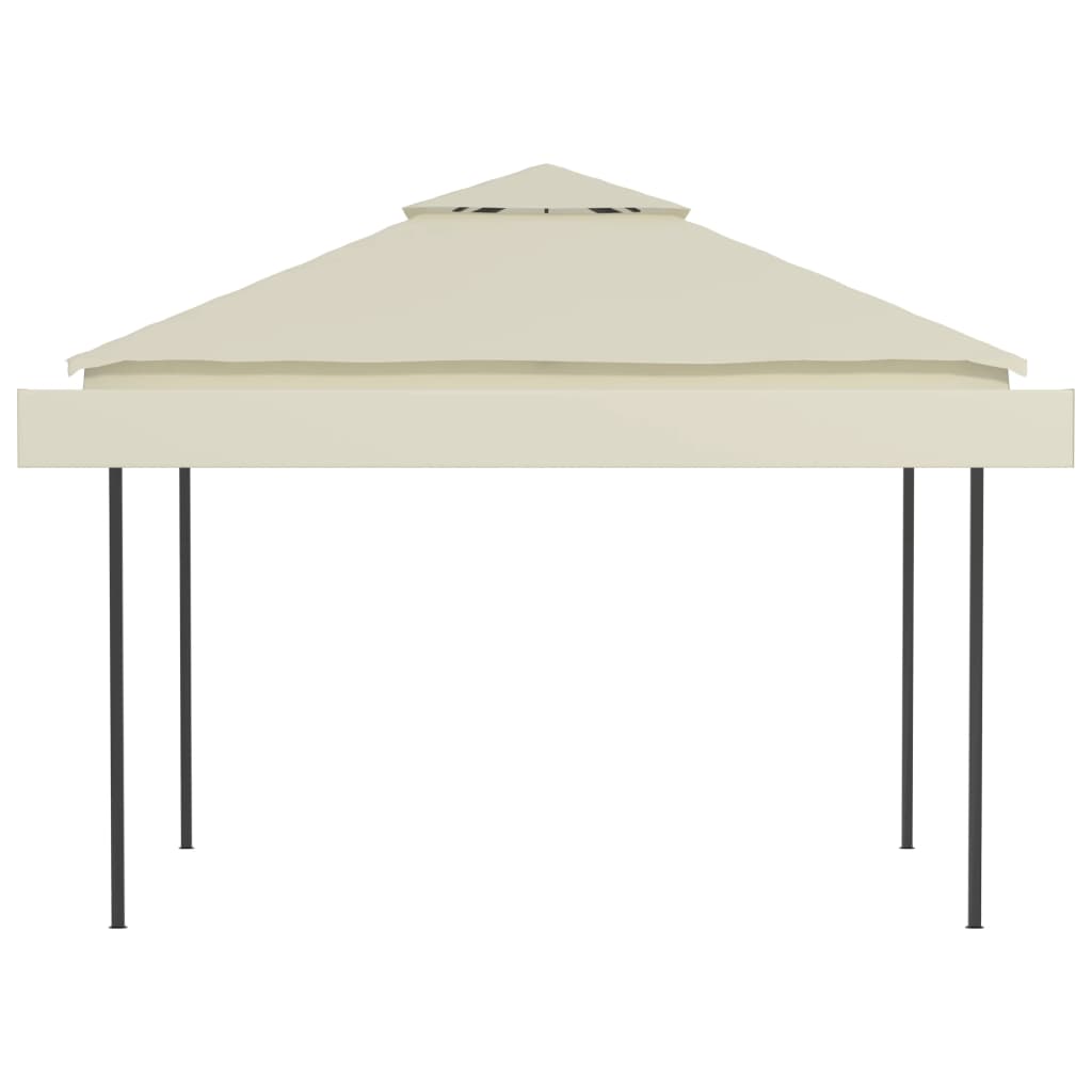 Gazebo com toldos duplos extensíveis 3x3x2,75 m 180 g/m² creme