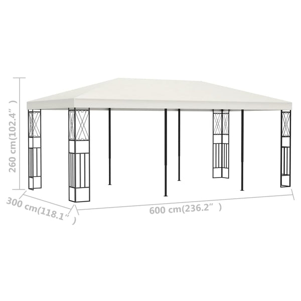 Gazebo 3x6 m tecido cor creme