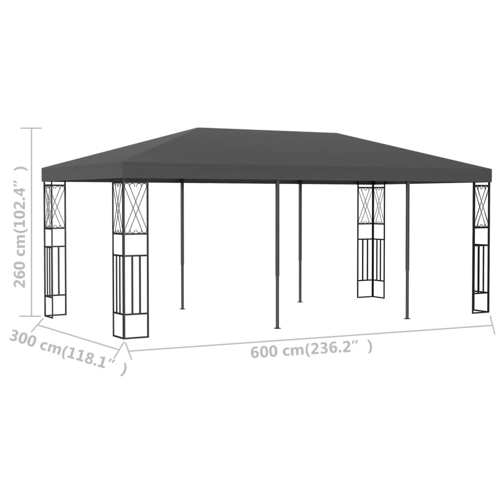 Gazebo 3x6 m tecido antracite