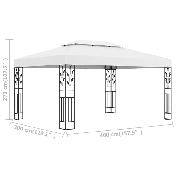 Gazebo com telhado duplo 3x4 m branco