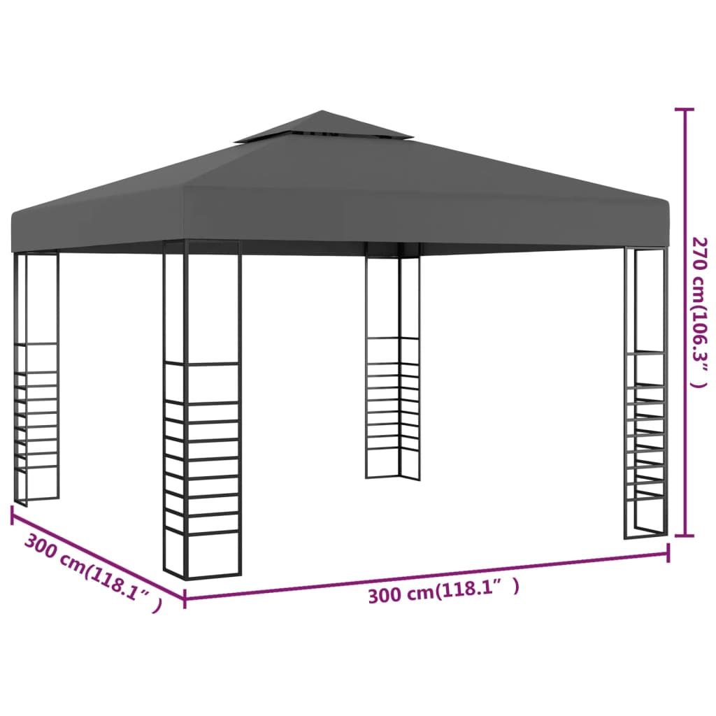 Tenda de jardim 3x3m antracite