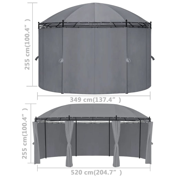 Gazebo com cortinas 520x349x255 cm antracite