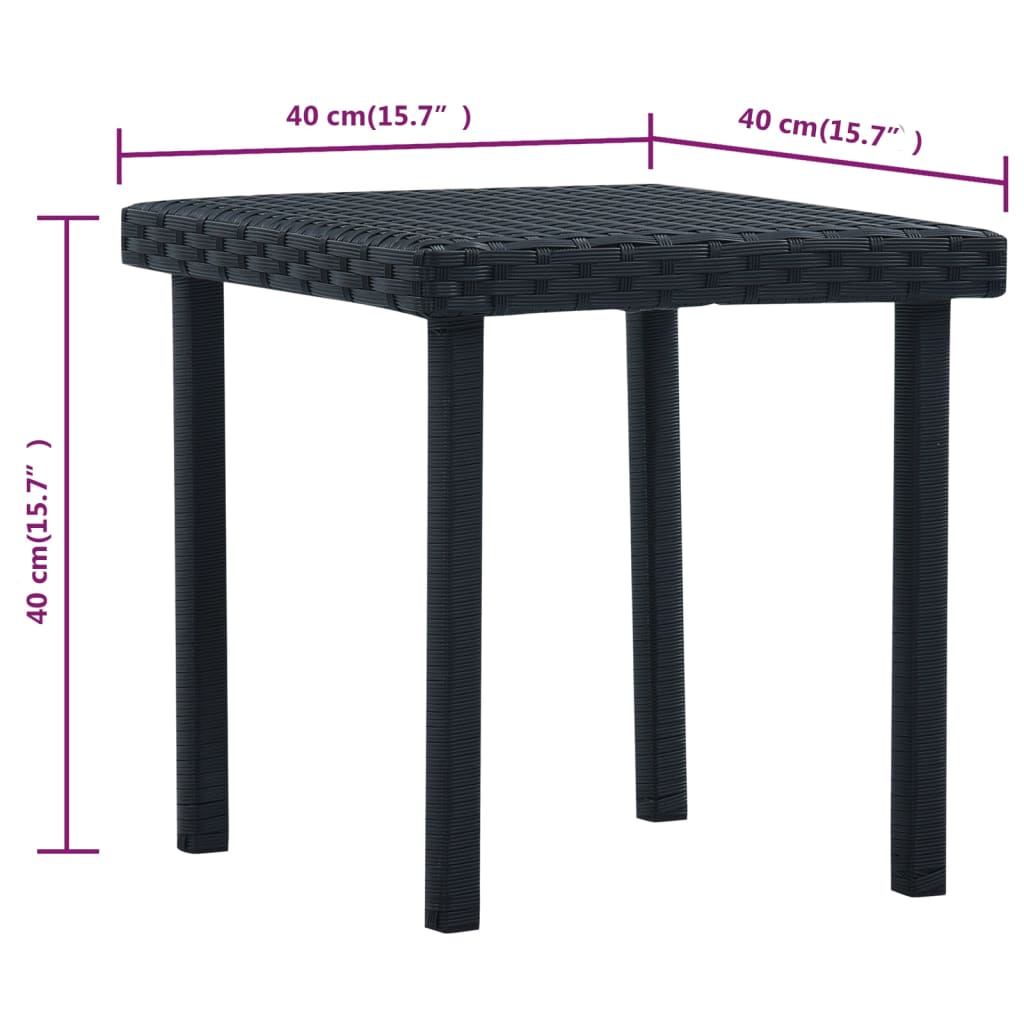 Mesa de centro para jardim 40x40x40 cm vime PE preto