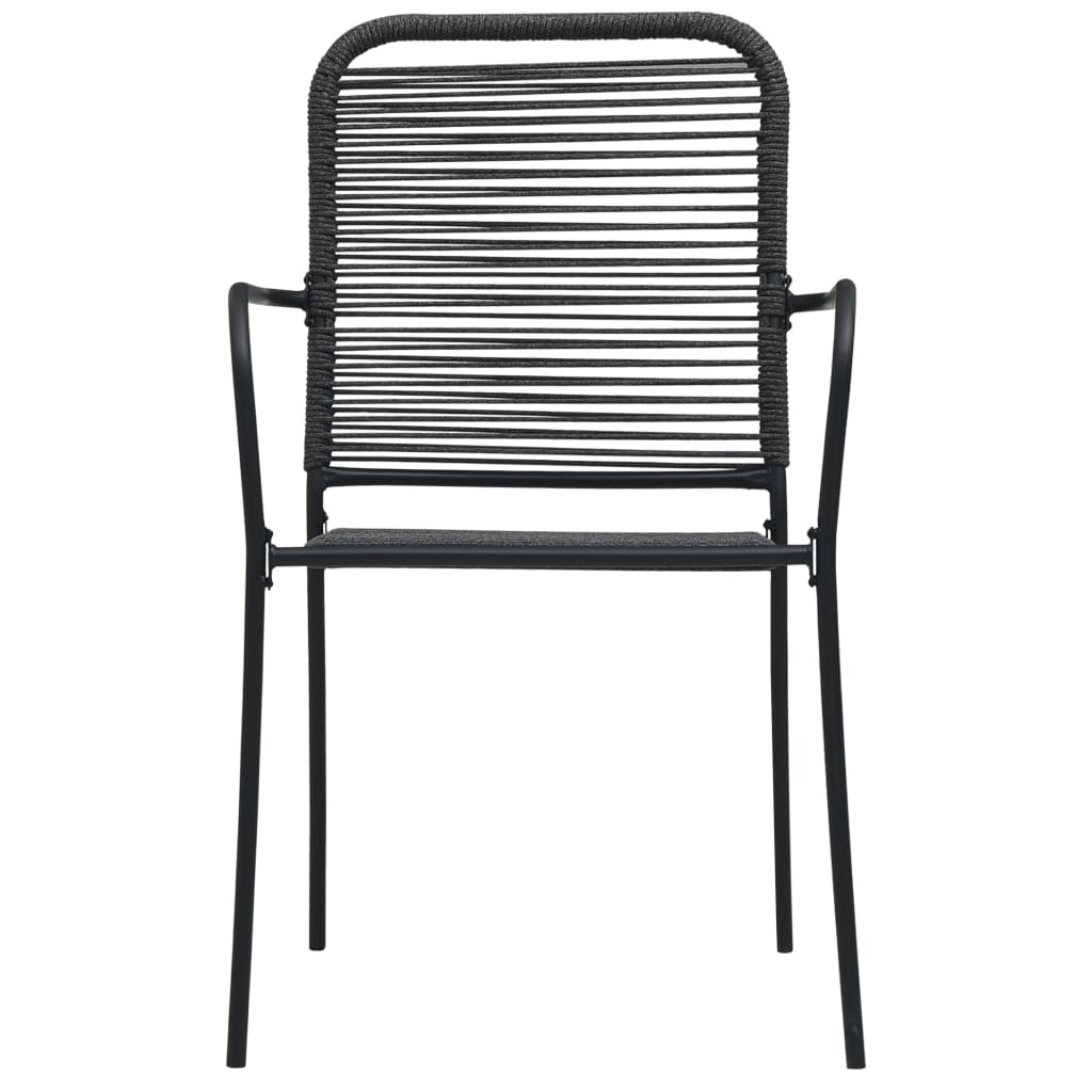 Cadeiras de jardim 2 pcs corda de algodão e aço preto