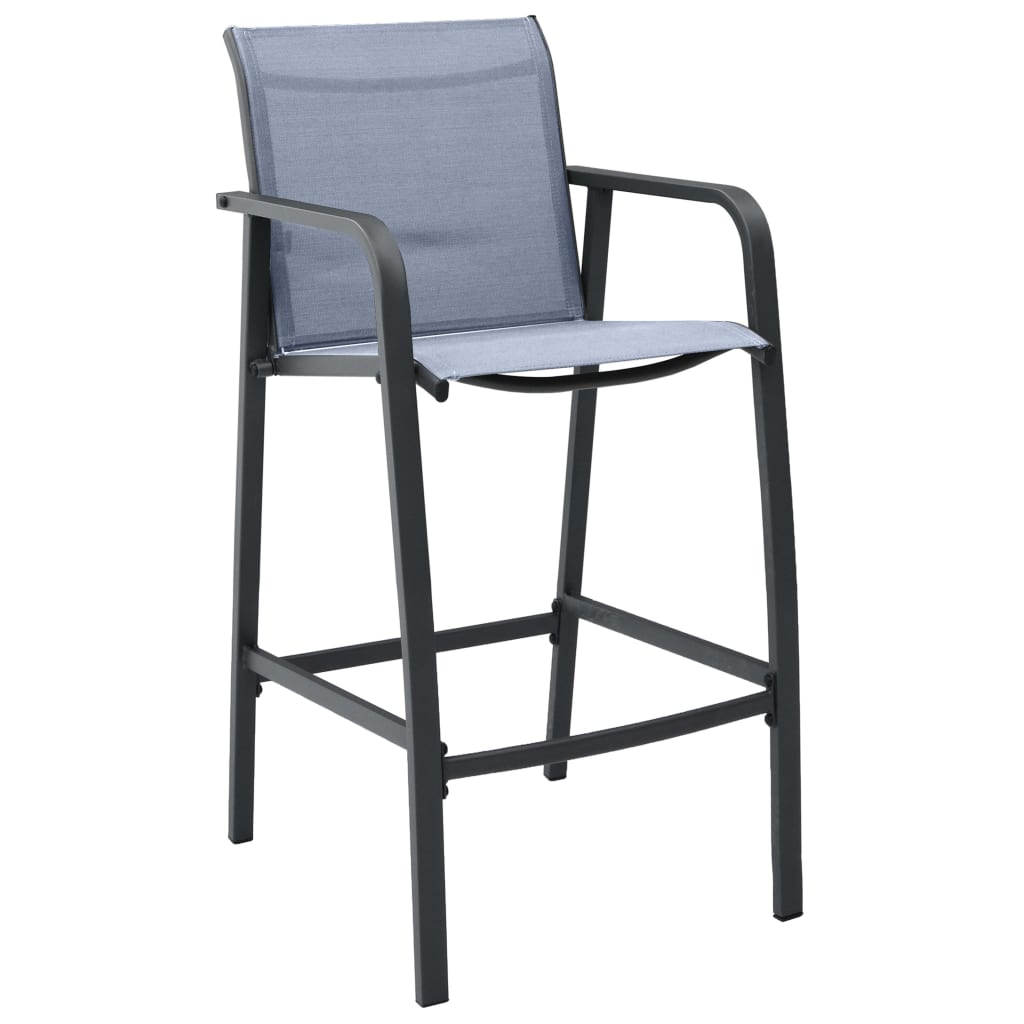 Cadeiras de bar para jardim 4 pcs textilene cinzento