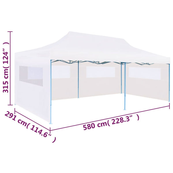 Tenda festa pop-up dobrável c/ paredes laterais 3x6m aço branco