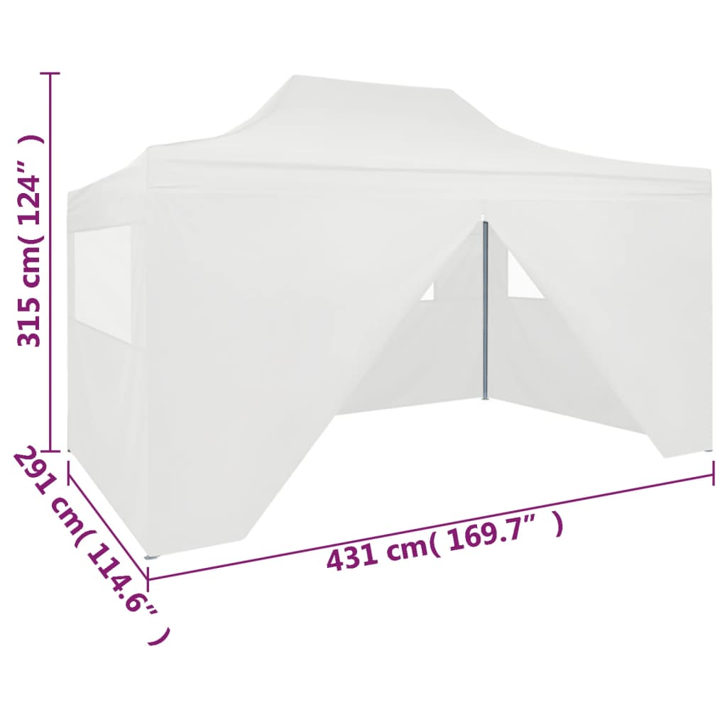 Tenda para festas dobrável c/ 4 paredes laterais 3x4,5 m branco