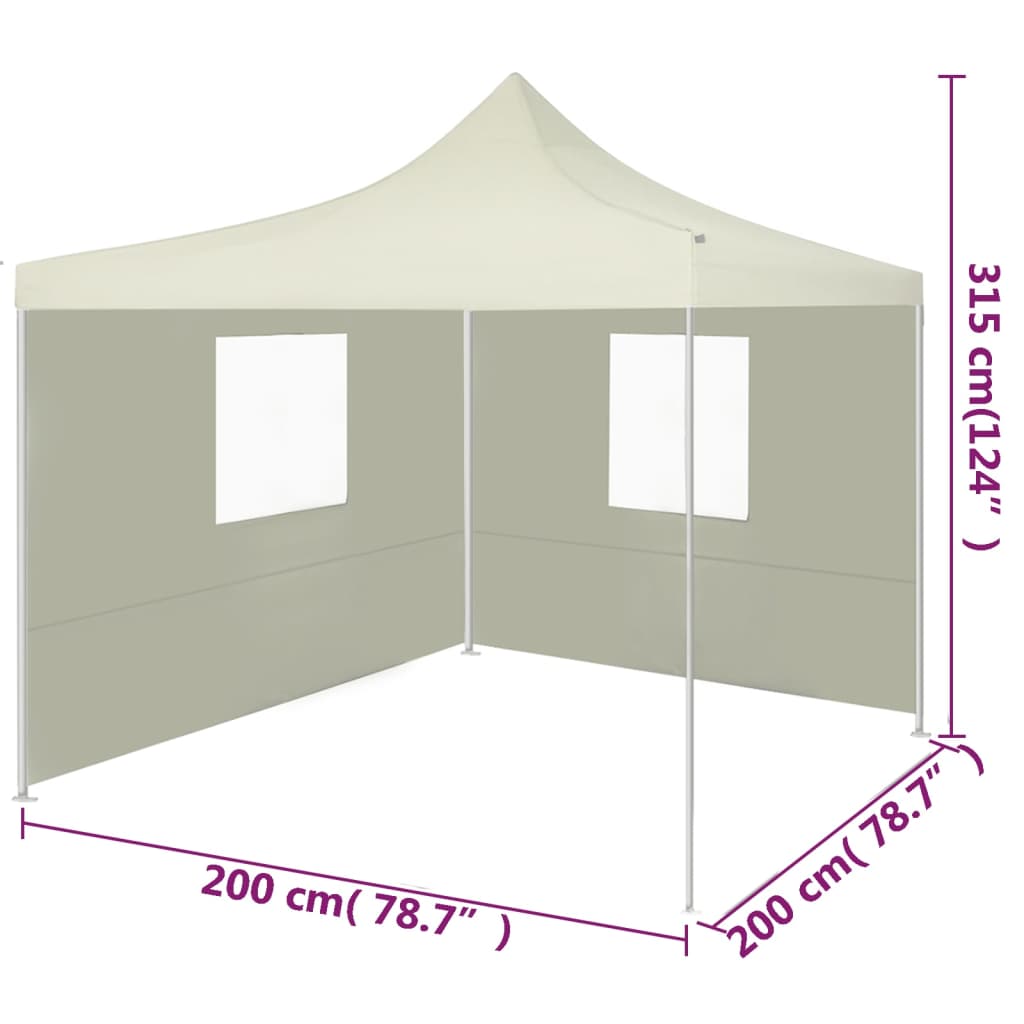 Tenda dobrável profissional festas 2 paredes 2x2 m aço creme