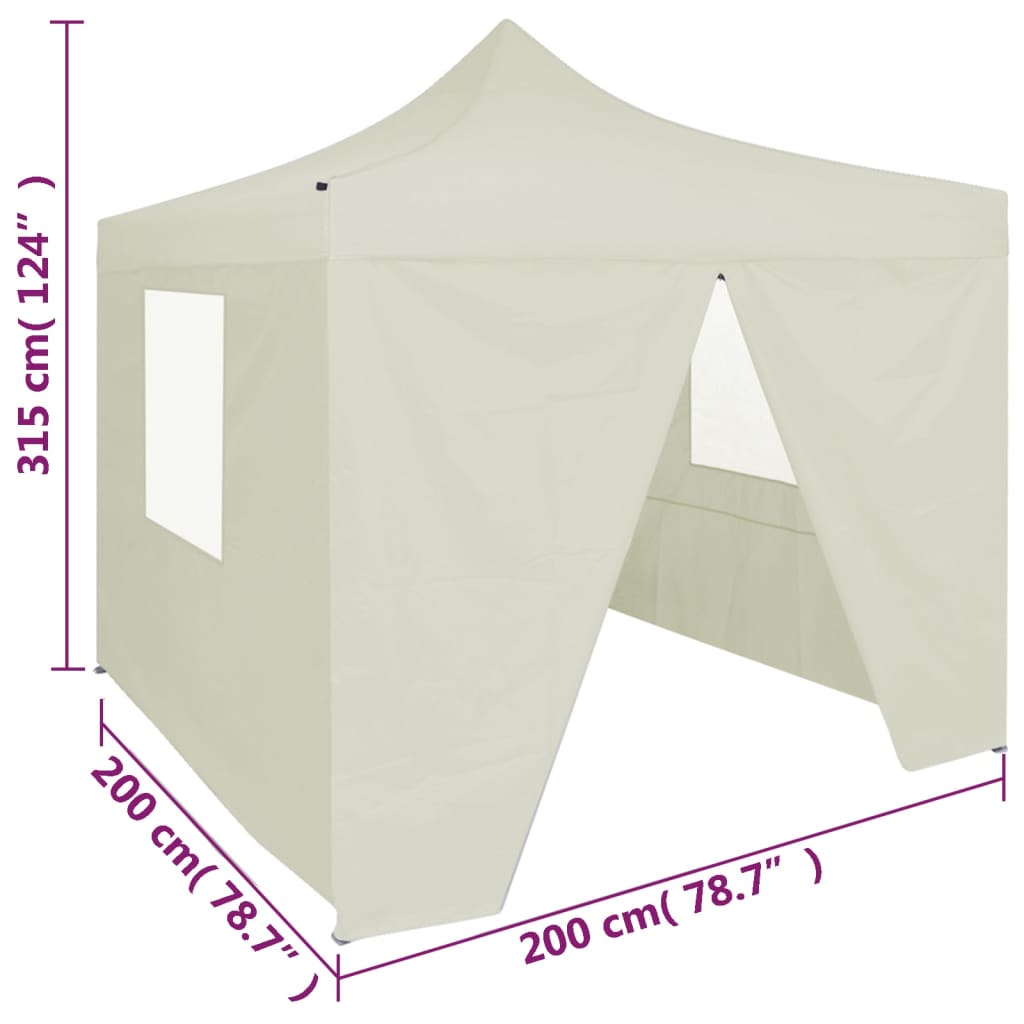 Tenda dobrável profissional festas 4 paredes 2x2 m aço creme