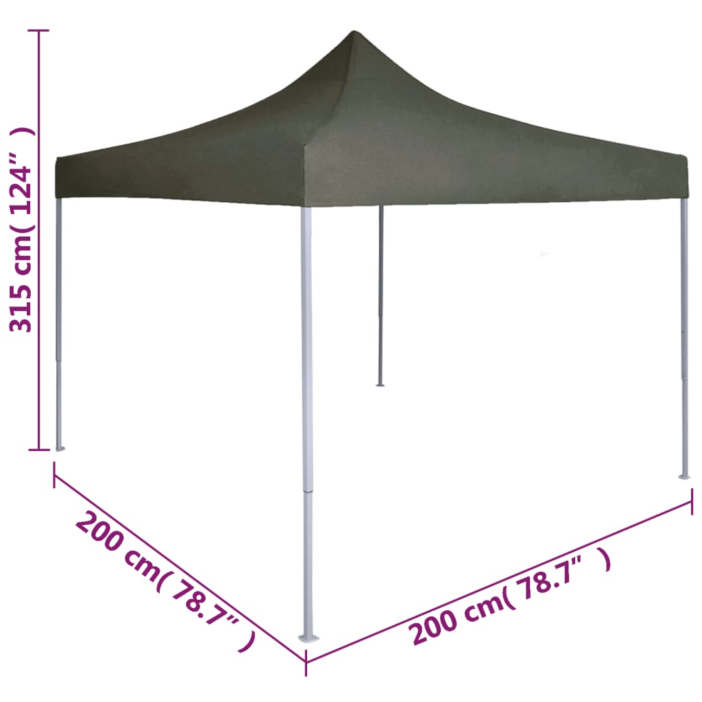 Tenda dobrável profissional para festas 2x2 m aço antracite