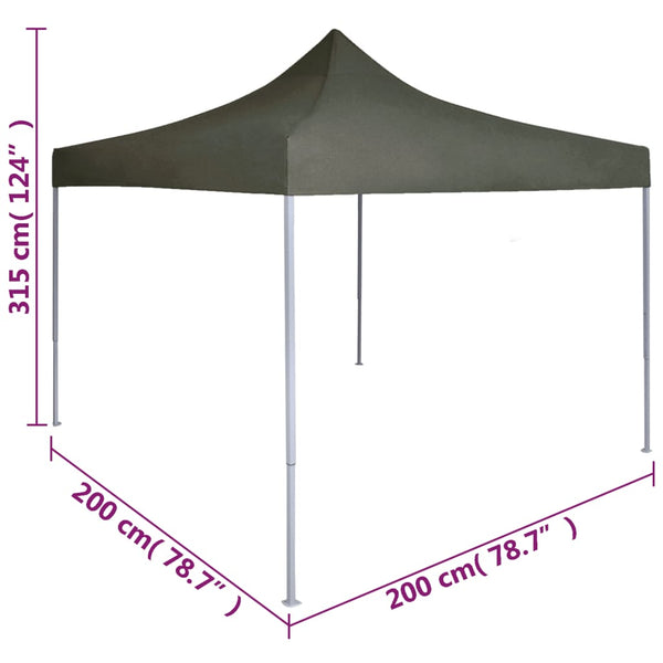 Tenda dobrável profissional para festas 2x2 m aço antracite