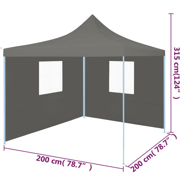 Tenda dobrável profissional festas 2 paredes 2x2m aço antracite