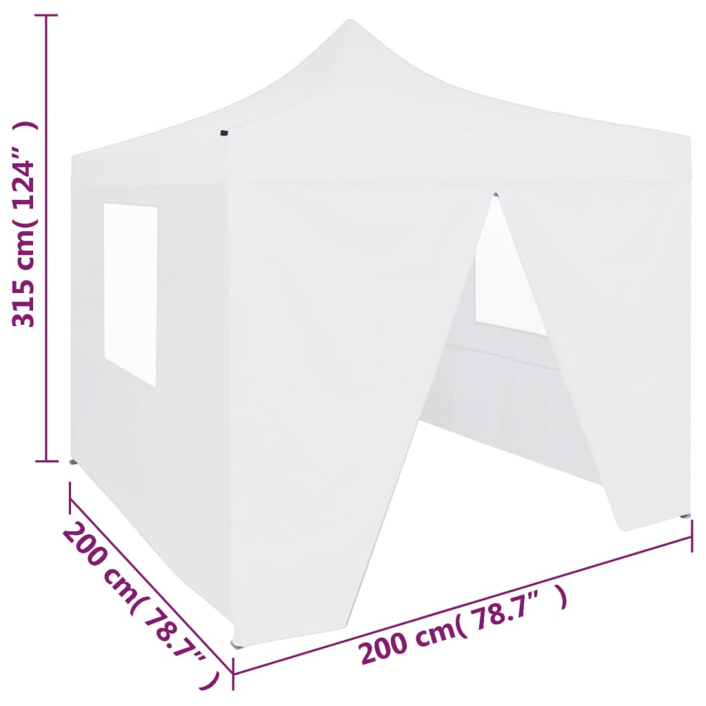 Tenda dobrável profissional festas 4 paredes 2x2m aço branco