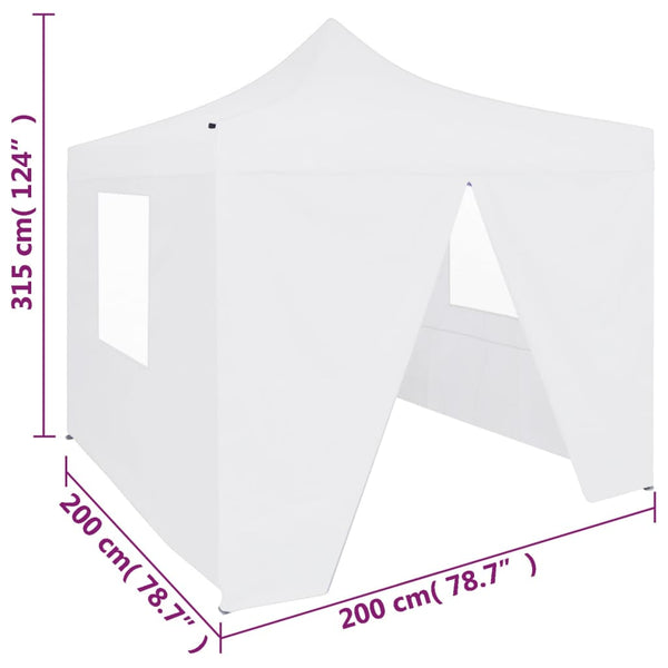 Tenda dobrável profissional festas 4 paredes 2x2m aço branco