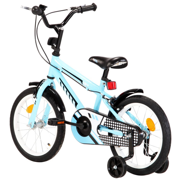 Bicicleta infantil 16" negra y azul.