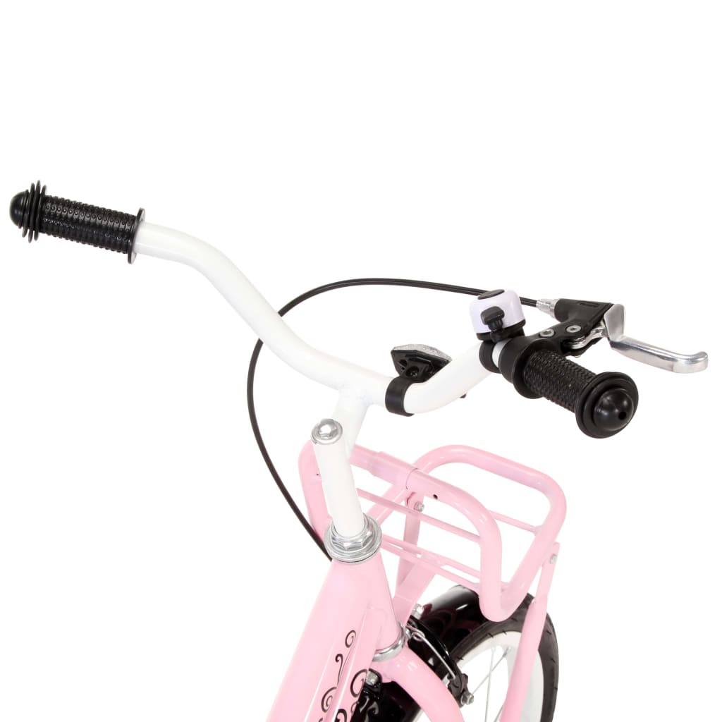 Bicicleta criança c/ plataforma frontal roda 14" branco/rosa