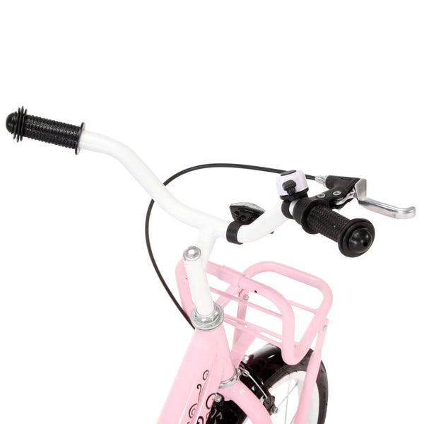 Bicicleta infantil con plataforma delantera, rueda de 14", blanco/rosa