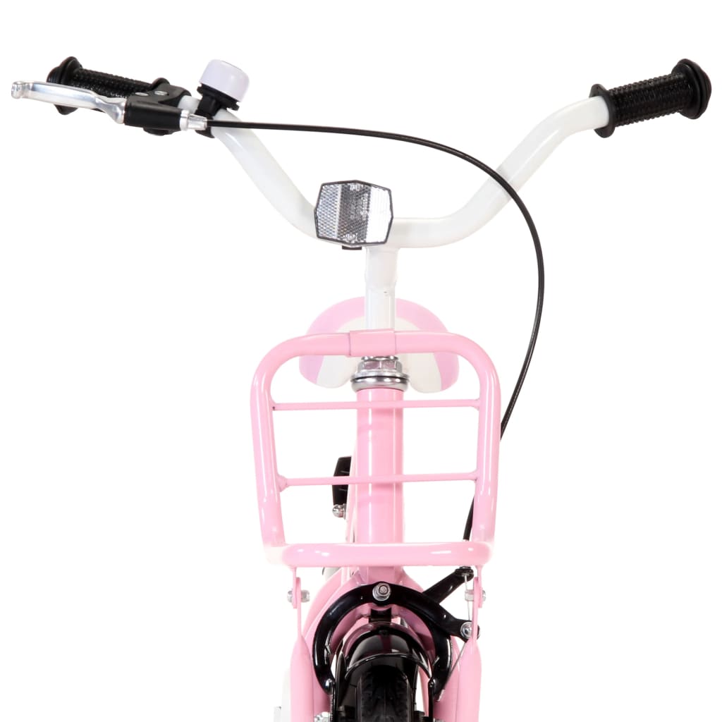 Children's bicycle with front platform, 14" wheel, white/pink