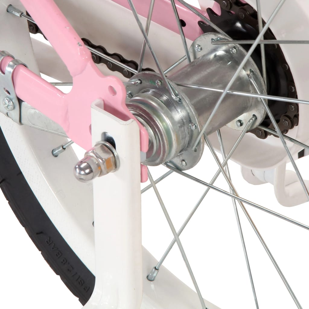 Bicicleta criança c/ plataforma frontal roda 14" branco/rosa