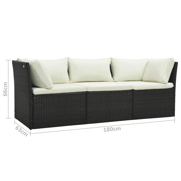 4 pcs conjunto lounge jardim c/ almofadões vime PE castanho