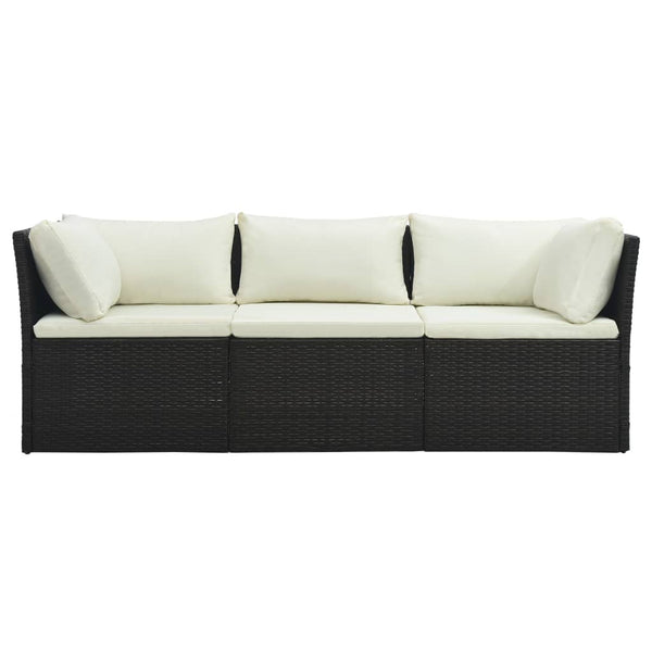 4 pcs conjunto lounge jardim c/ almofadões vime PE castanho