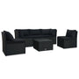 4 pcs conjunto lounge de jardim c/ almofadões vime PE preto