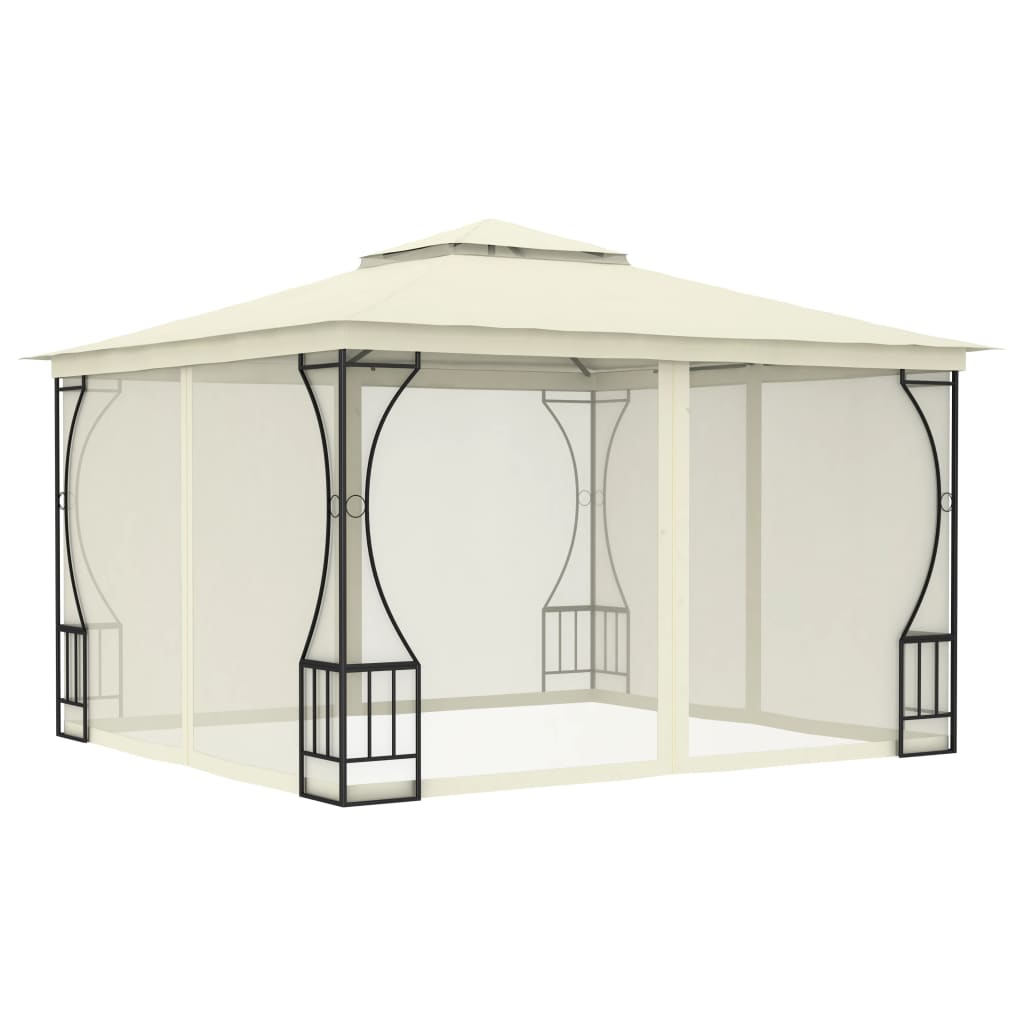 Gazebo com redes 300x300x265 cm creme