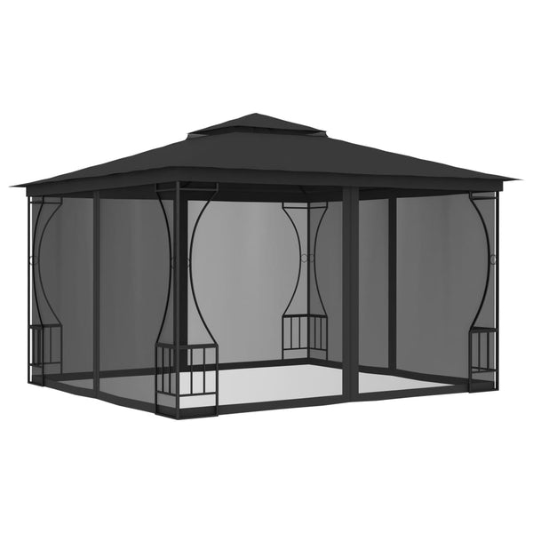 Gazebo com redes 300x300x265 cm antracite