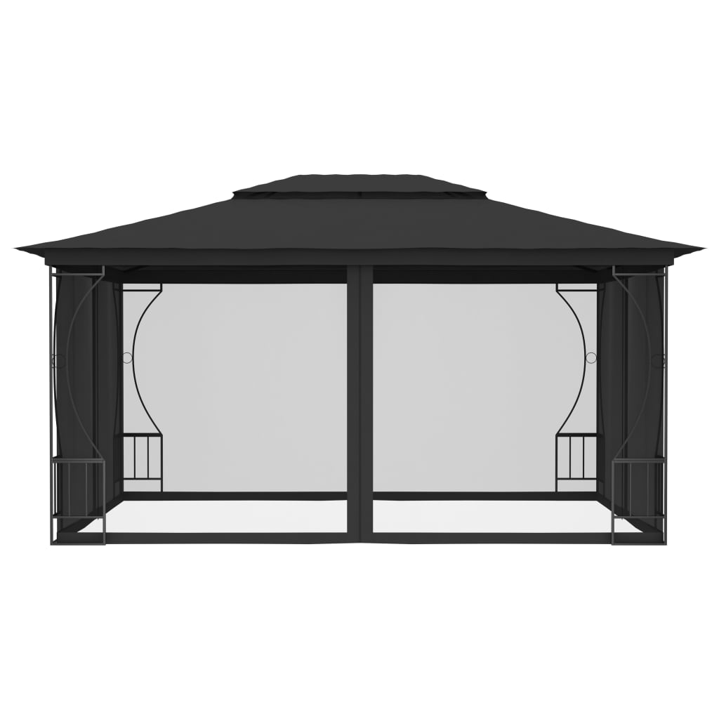 Gazebo com redes 300x400x265 cm antracite