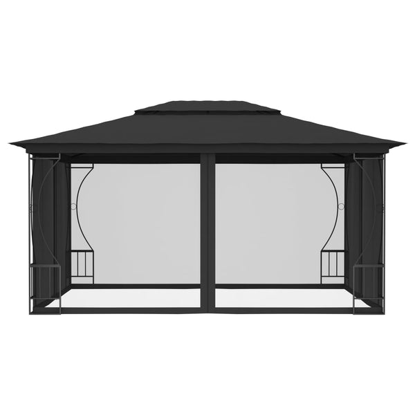 Gazebo com redes 300x400x265 cm antracite