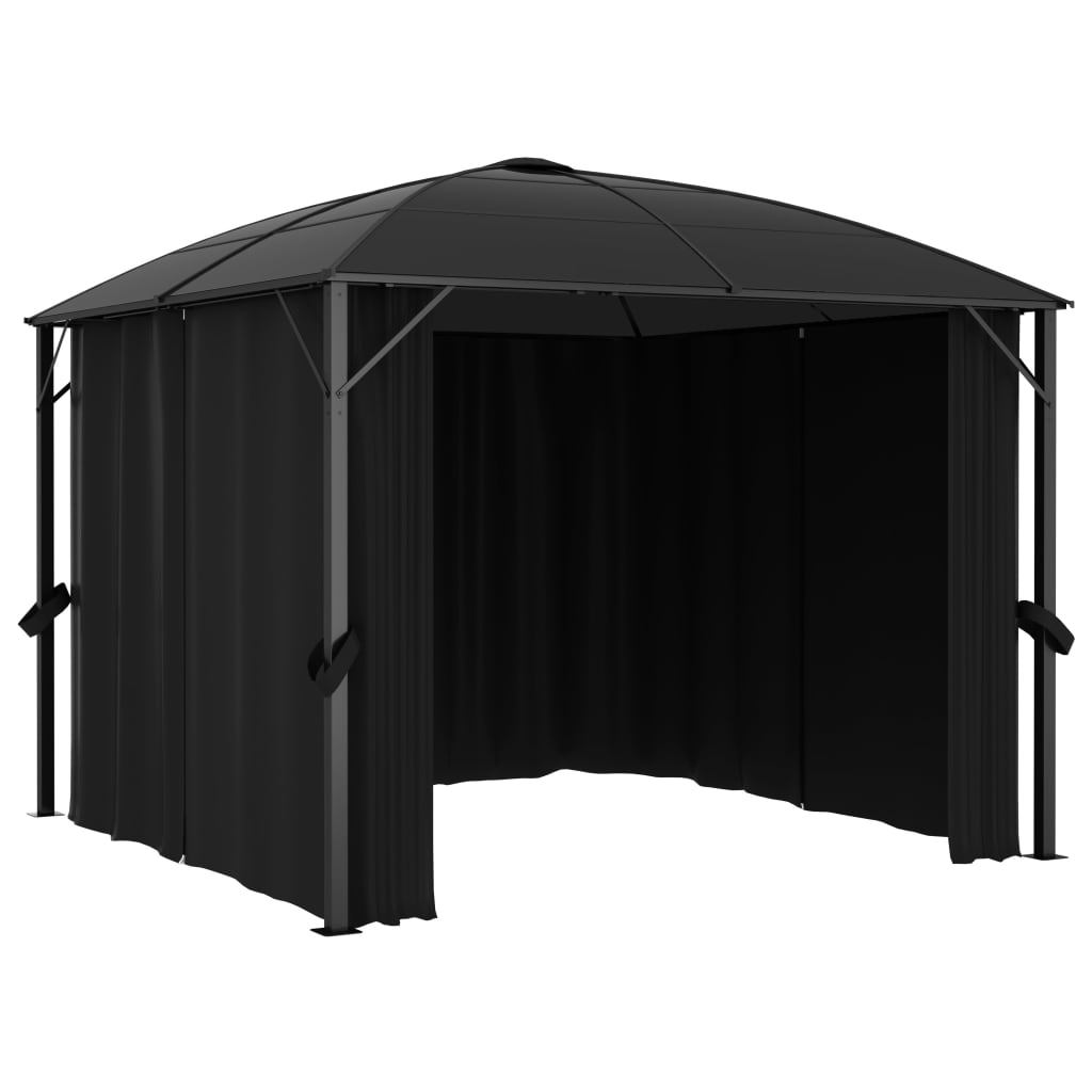 Gazebo com cortinas 300x300x265 cm antracite