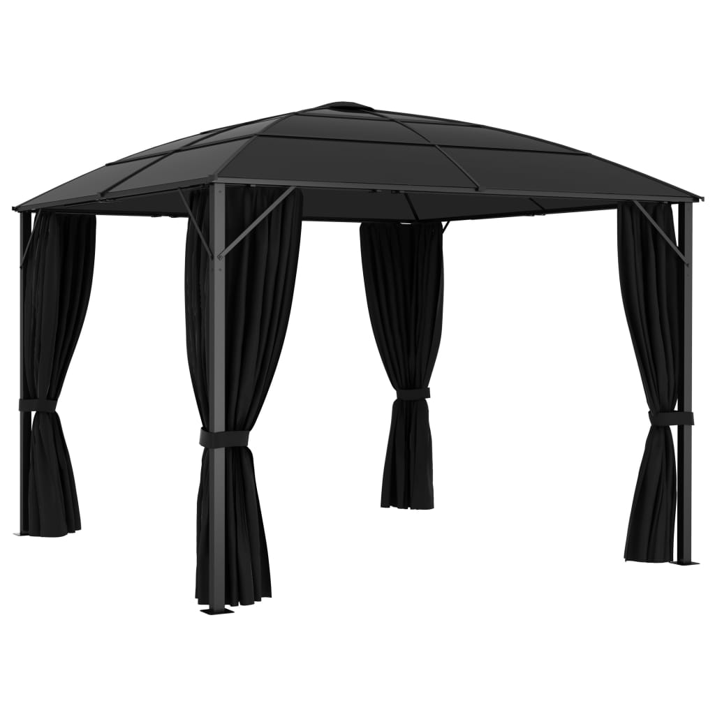 Gazebo com cortinas 300x300x265 cm antracite