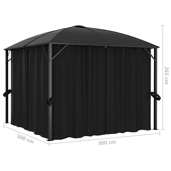 Gazebo com cortinas 300x300x265 cm antracite