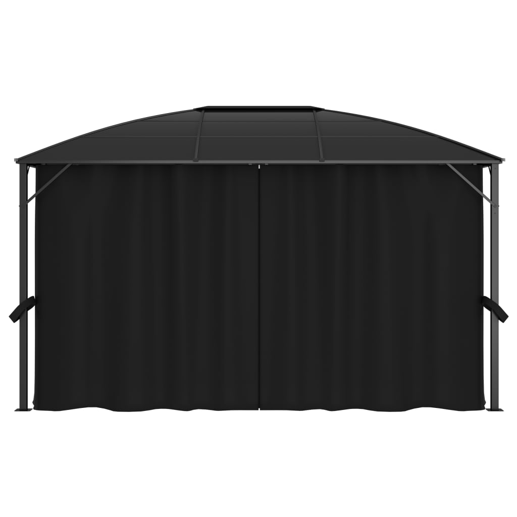 Gazebo com cortinas 400x300x265 cm antracite