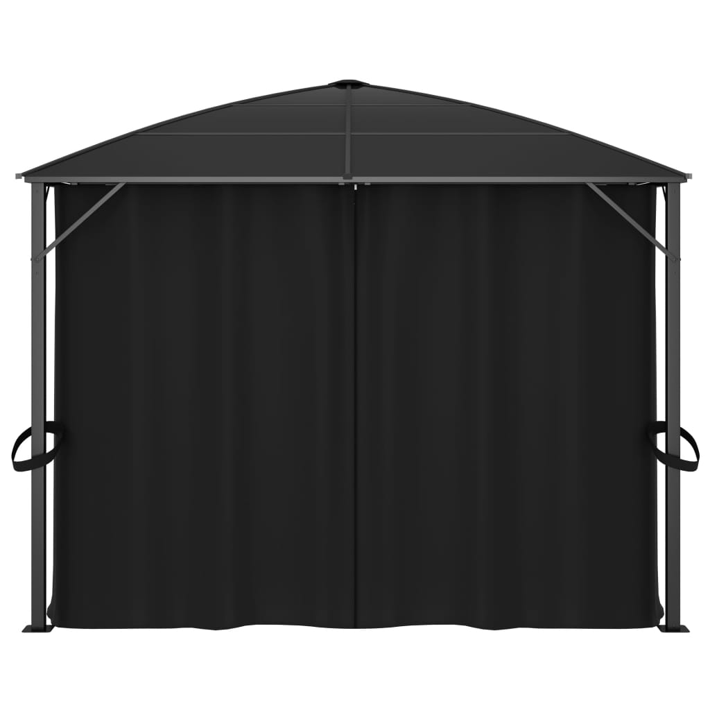 Gazebo com cortinas 400x300x265 cm antracite