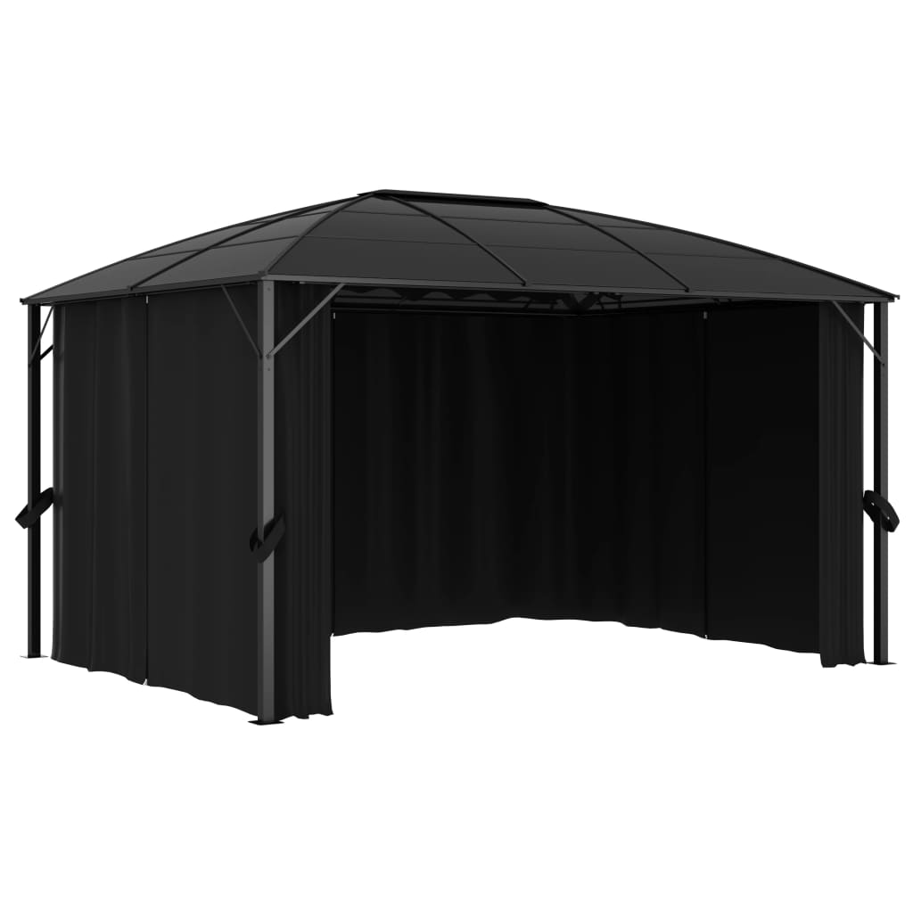 Gazebo com cortinas 400x300x265 cm antracite